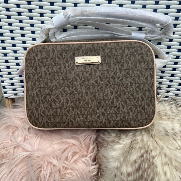 Michael Kors Monogram Tan Crossbody Bag - Picture 1 of 8